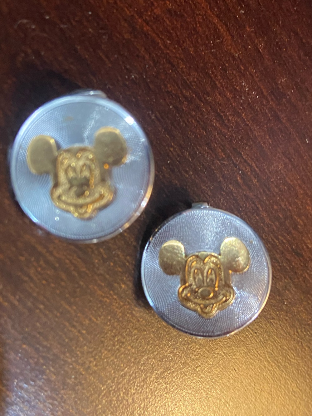 Disney Gold and Silver Mickey Mouse clip on earrings